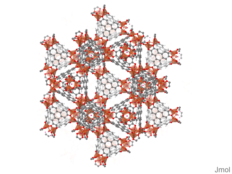 A snapshot of the MOF structure of Fe-HHTP-MOF