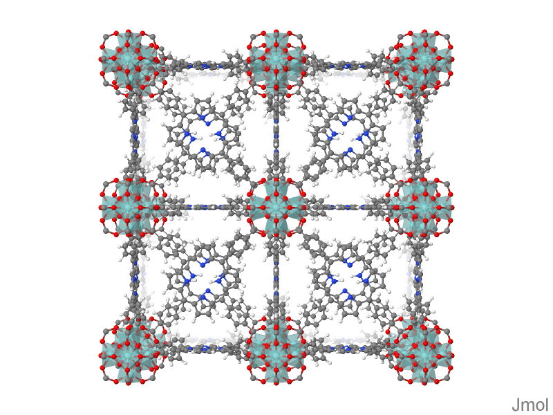A snapshot of the MOF structure of MOF-525