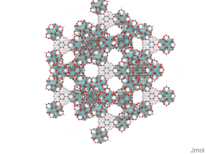 A snapshot of the MOF structure of MOF-808