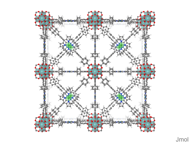 A snapshot of the MOF structure of PCN-228 (NU-1102) (CPM-99)